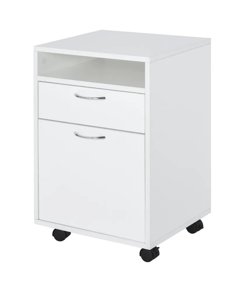 Homcom Mobile File Cabinet Organizer Office Filing Organizer with Key, White