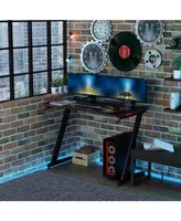 Homcom 47" Computer Gaming Desk w/ Led Lighting Strips & Headphone Hook