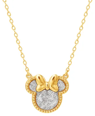 Disney Minnie Mouse Glitter 18" Pendant Necklace in 18k Gold-Plated Sterling Silver