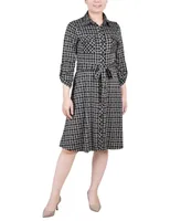 Ny Collection Petite 3/4 Sleeve Roll Tab Shirtdress