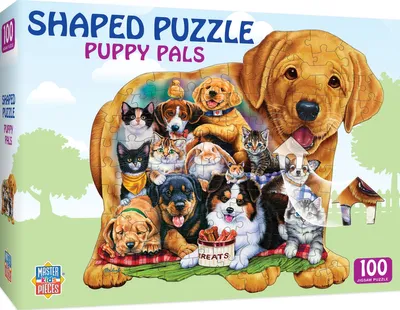 Masterpieces Puppy Pals - 100 Piece Shaped Jigsaw Puzzle for Kids