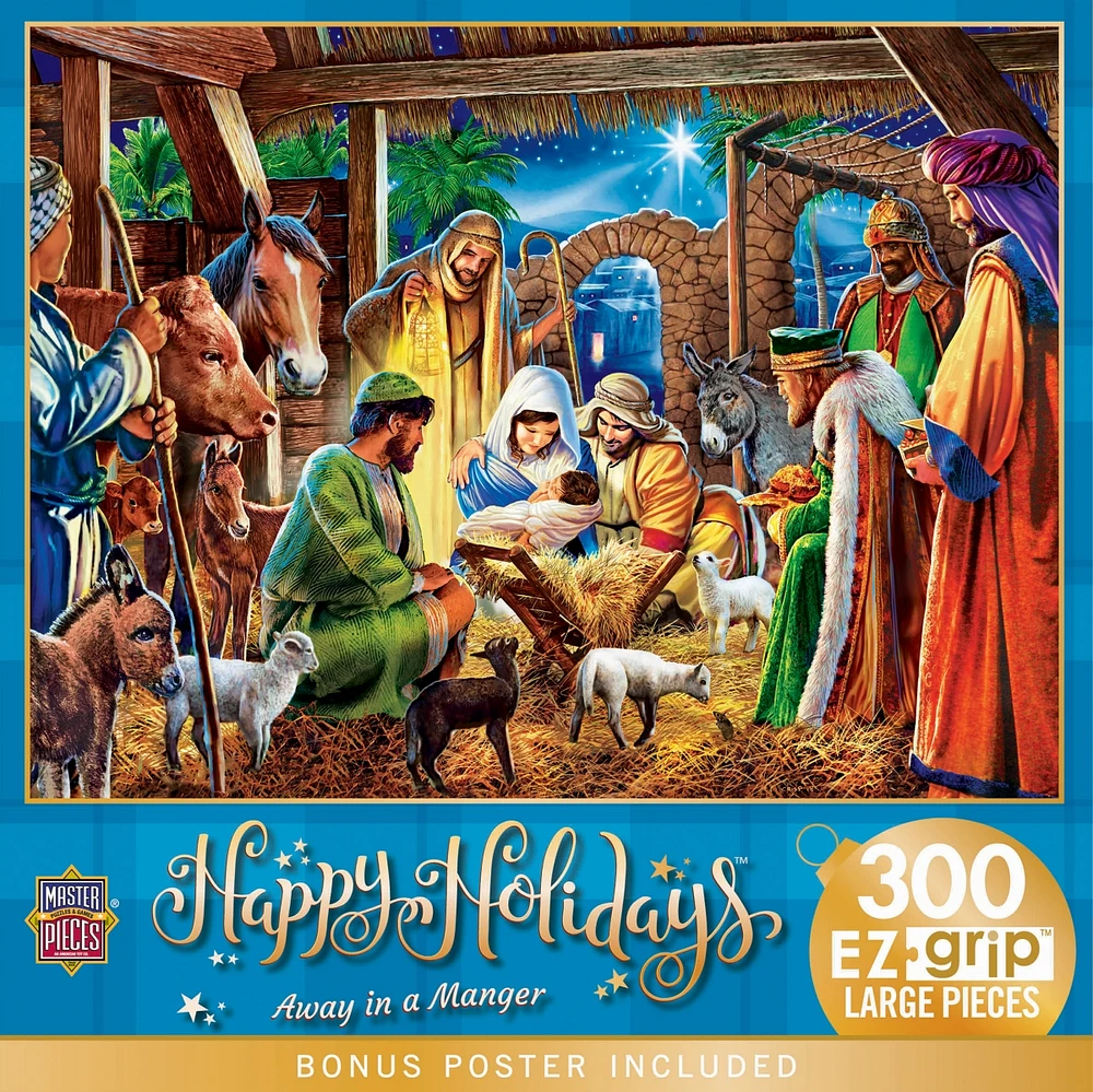 Masterpieces Happy Holidays - Away in a Manger 300 Piece Ez Grip Puzzle