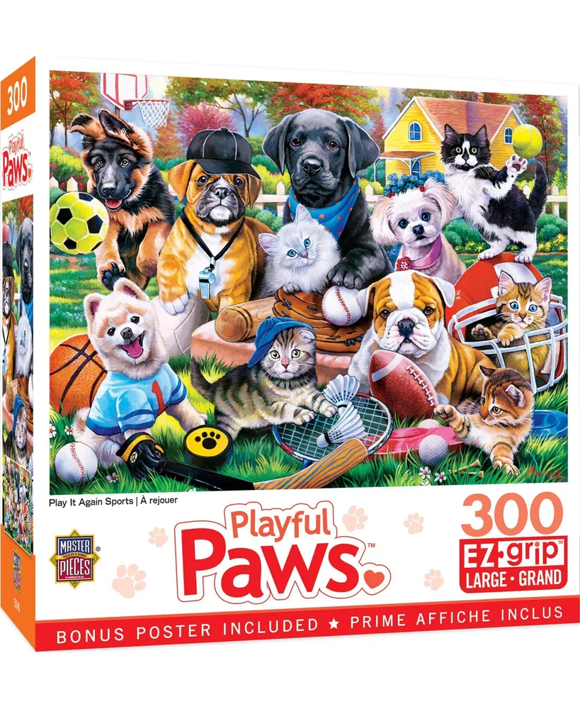 Masterpieces Playful Paws - Play it Again Sports 300 Piece Ez Grip Puzzle