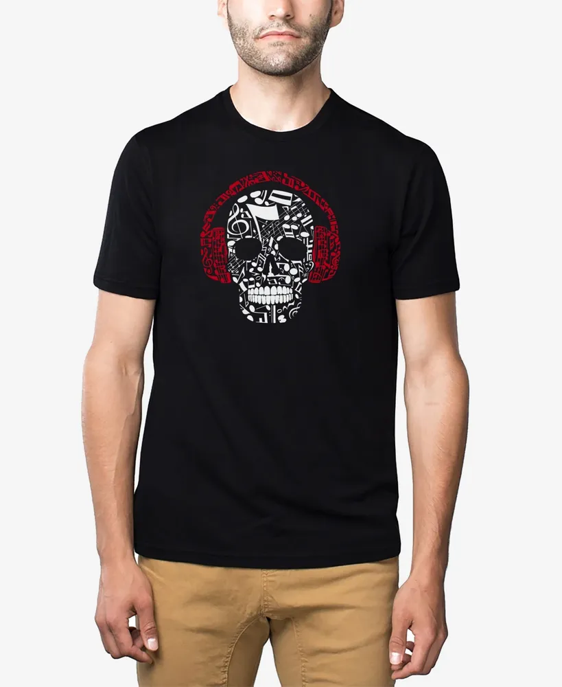La Pop Art Men's Premium Blend Word Music Notes Skull T-shirt