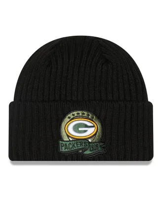 Big Boys New Era Black Green Bay Packers 2022 Salute To Service Knit Hat