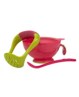 Nuby Baby Garden Fresh Mash N' Feed Bowl with Spoon and Food Masher (Pink/Green)