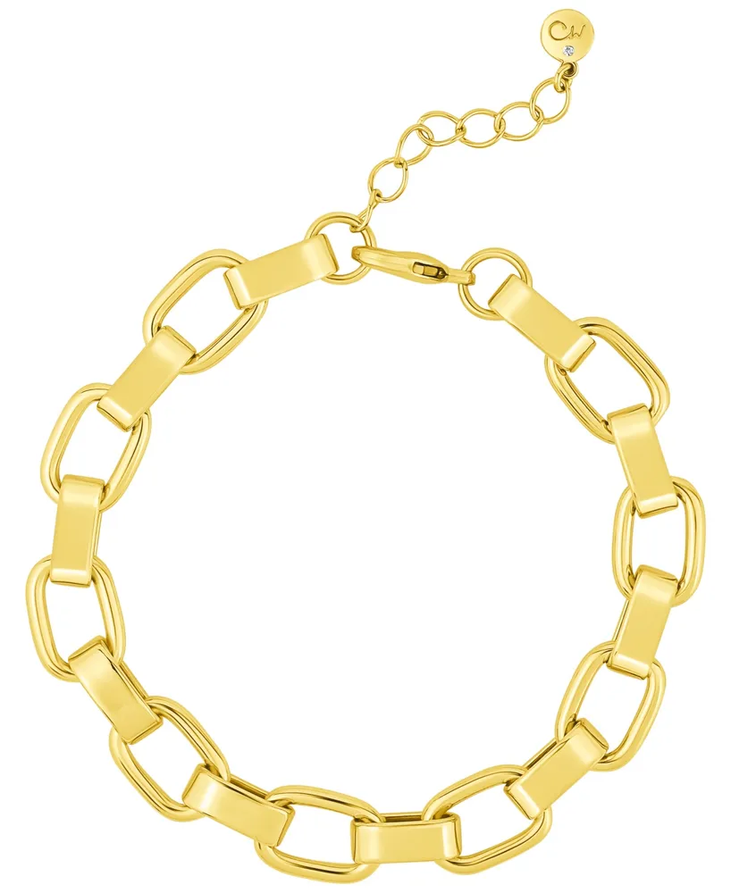 And Now This High Polished Link Chain Bracelet 18K Gold Plated Brass