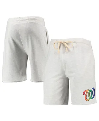 Men's Concepts Sport Oatmeal Washington Nationals Mainstream Logo Terry Tri-Blend Shorts