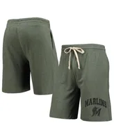 Men's Concepts Sport Green Miami Marlins Mainstream Logo Terry Tri-Blend Shorts