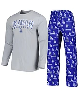 Men's Concepts Sport Royal, Gray Los Angeles Dodgers Breakthrough Long Sleeve Top and Pants Sleep Set