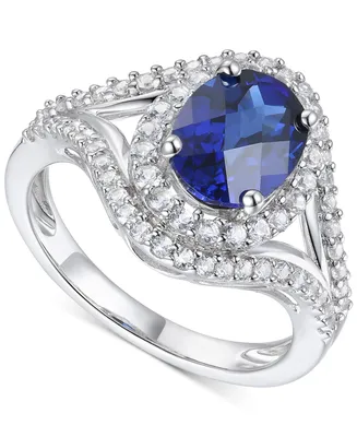 Lab-Grown Blue Sapphire (2 ct. t.w.) and White (3/4 Sterling Silver