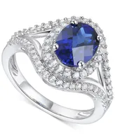 Lab-Grown Blue Sapphire (2 ct. t.w.) and White (3/4 Sterling Silver