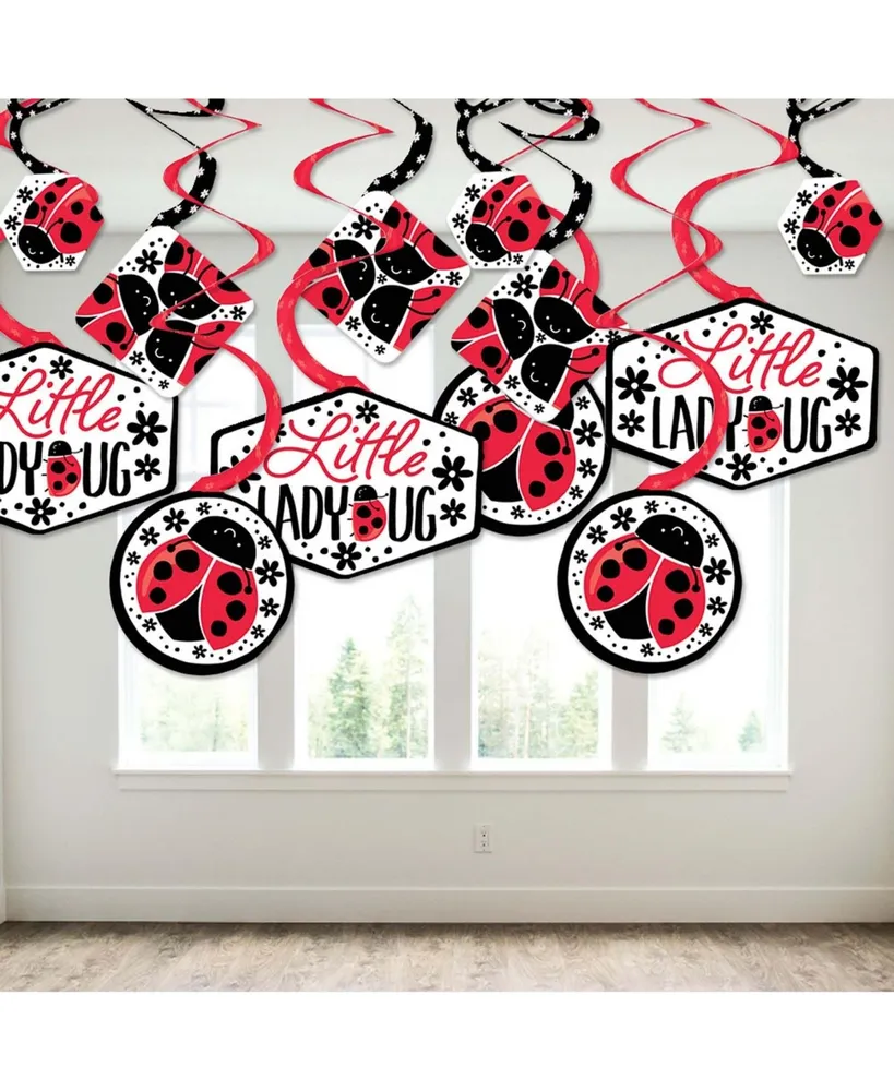 Big Dot of Happiness Happy Little Ladybug - Party Hanging Decor - Party Decoration Swirls - Set of 40