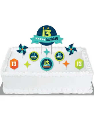 Boy 13th Birthday - Teen Birthday Cake Decorating Kit - Cake Topper Set - 11 Pc