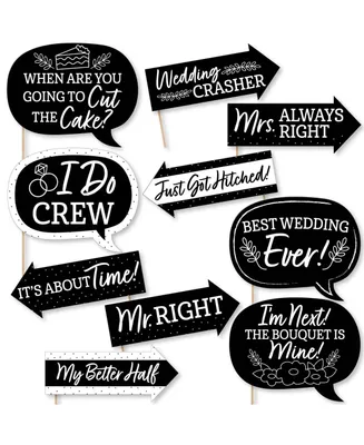 Funny Mr. and Mrs. - Black and White Photo Booth Props Kit - 10 Piece