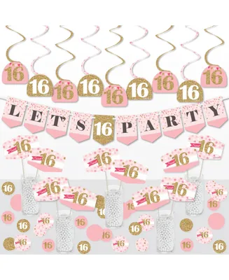Big Dot of Happiness Sweet 16 - 16th Birthday Party Supplies Decoration Kit - Decor Galore Party Pack - 51 Pieces