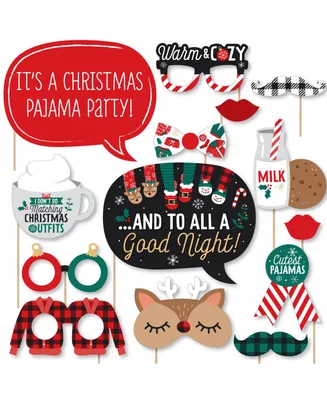 Christmas Pajamas - Holiday Plaid Pj Party Photo Booth Props Kit - 20 Count