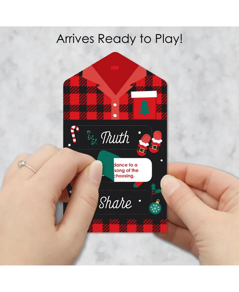 Christmas Pajamas Holiday Party Game Cards Truth, Dare, Share Pull Tabs 12 Ct