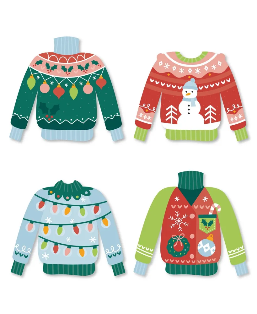 Big Dot Of Happiness Colorful Christmas Sweaters - Paper Straw