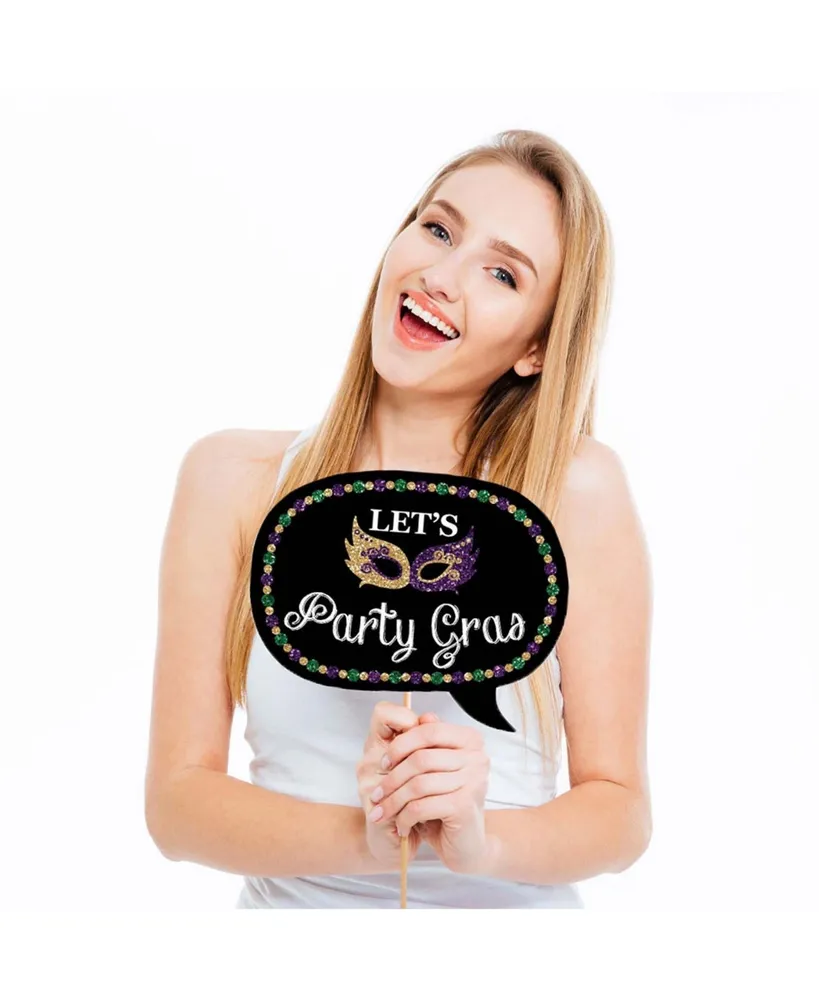 Funny Mardi Gras - Photo Booth Props Kit - 10 Piece