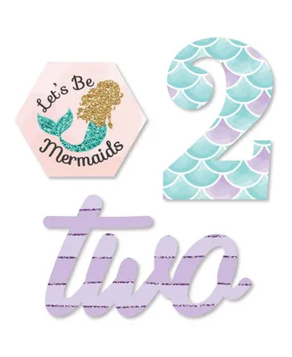 Big Dot of Happiness 2nd Birthday Let's Be Mermaids - Diy Shaped Second Birthday Party Cut-Outs 24 Ct