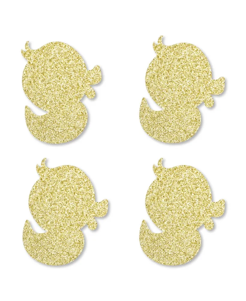 Big Dot of Happiness Gold Glitter Duck - No-Mess Real Gold Glitter Cut-Outs - Party Confetti - 24 Ct