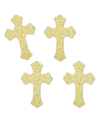 Big Dot of Happiness Gold Glitter Cross - No-Mess Real Gold Glitter Cut-Outs Confetti - 24 Ct