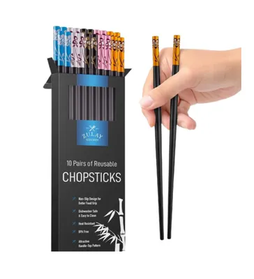 Zulay Kitchen 10 Pairs Premium Japanese Chopsticks Reusable & Durable Design