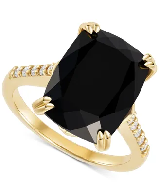 Onyx (7-1/2 ct. t.w.) and Cubic Zirconia Statement Ring 14k Gold-Plated Sterling Silver