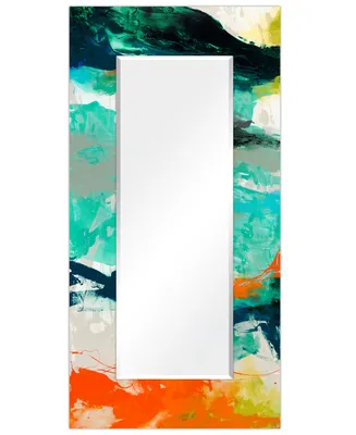 Empire Art Direct 'Tidal Abstract' Rectangular On Free Floating Printed Tempered Art Glass Beveled Mirror, 72" x 36"