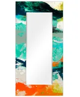 Empire Art Direct 'Tidal Abstract' Rectangular On Free Floating Printed Tempered Art Glass Beveled Mirror, 72" x 36"