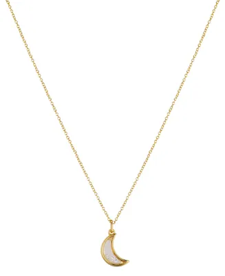 Unwritten 14K Gold Two Tone Flash-Plated Brass Cubic Zirconia Moon "I Love You To The Moon and Back" Shaker Pendant Necklace with Extender