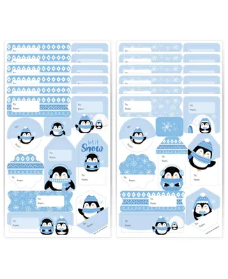 Winter Penguins Holiday & Christmas Party Gift To and From Stickers 120 Ct