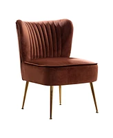22" Wide Upholstered Tufted Velvet Accent Chair With Metal Leg