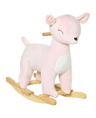 Qaba Kids Soft Ride-On Rocking Horse Deer-shaped Toy w/ Rocker and Sound