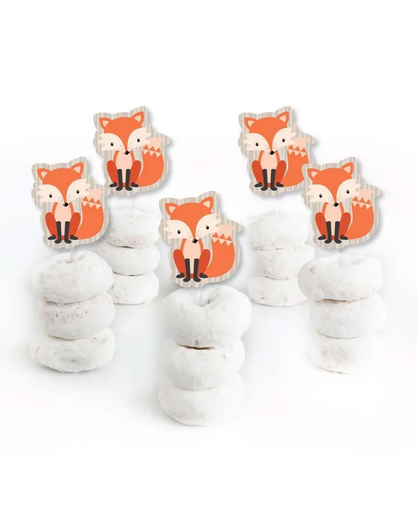 Fox - Dessert Cupcake Toppers - Baby Shower or Birthday Clear Treat Picks 24 Ct