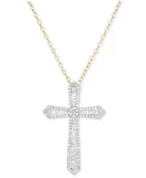 Diamond Round & Baguette 18" Pendant Necklace (1/2 ct. t.w.) in Sterling Silver & 14k Gold-Plate