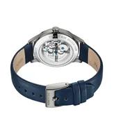 Kenneth Cole New York Men's Automatic Blue Genuine Leather Strap Watch 42mm