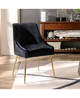 Upholstered Performance Velvet Accent Chair With Metal Leg