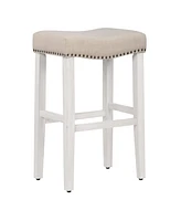 WestinTrends 29" Upholstered Saddle Seat Bar Stool (Set of 2)