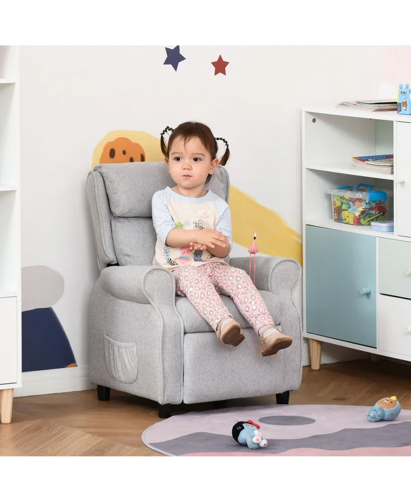 Qaba Kids Recliner Adjustable Armchair Sofa, Soft Sponge Cushion, Grey