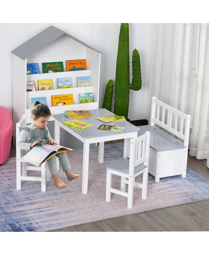 Qaba Kids Activity Table & Chair Set, Craft Desk w/ Toy Storage