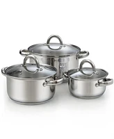 Cook N Home Sauce Pot Stainless Steel Stockpot with Glass Lid, Basic Saucier Casserole Pan Set, 6-Piece