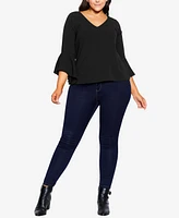 City Chic Women's Bell Sleeve Top