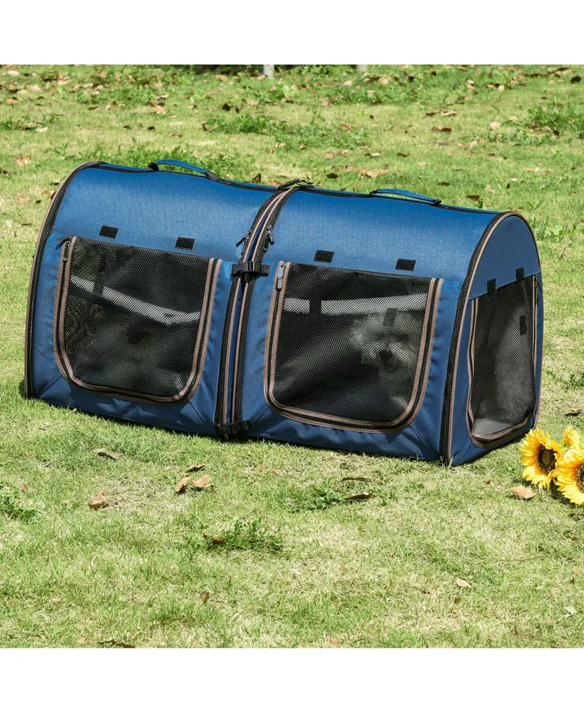 PawHut Large Portable Double Pet Carrier Kennel Bag Oxford Travel Car Seat