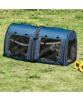 PawHut Large Portable Double Pet Carrier Kennel Bag Oxford Travel Car Seat