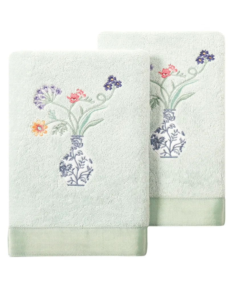 Linum Home Textiles Turkish Cotton Stella Embellished Hand Towel Set, 2 Piece