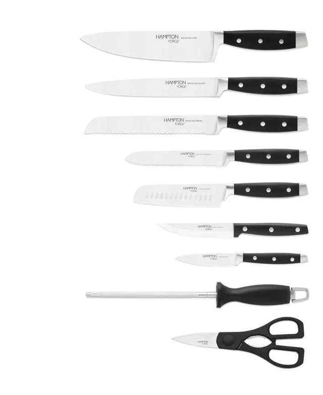 Cuisinart 15-Piece Shogun Hammered Cutlery Set with Rotating Acacia Block - 15-Piece Set
