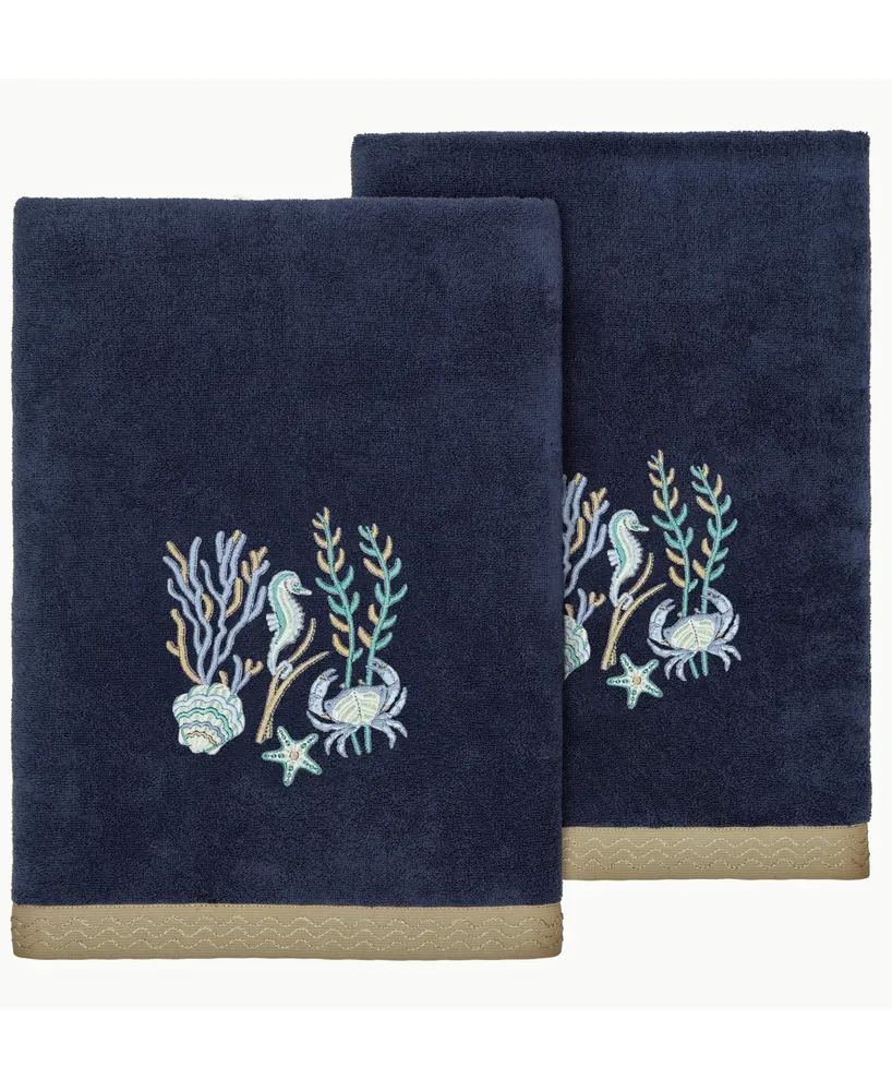 Linum Home Textiles Turkish Cotton Aaron Embellished Bath Towel Set, 2 Piece