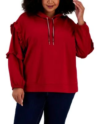 Tommy Hilfiger Plus Ruffled-Sleeve Hoodie